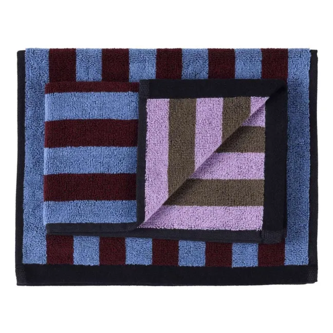 Serviettes d'invités fines rayures Charly - Set de 2 | Myrtille