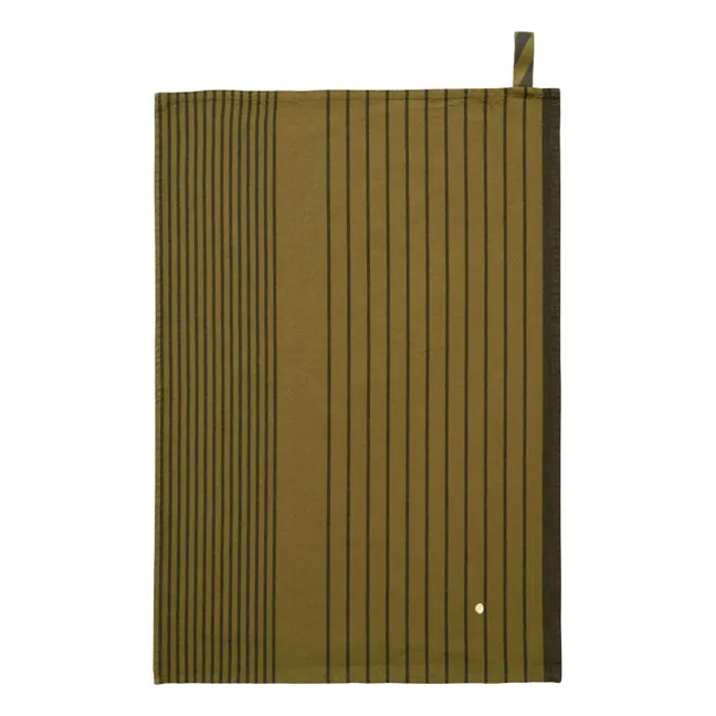 Piero cotton striped tea towel | Camel