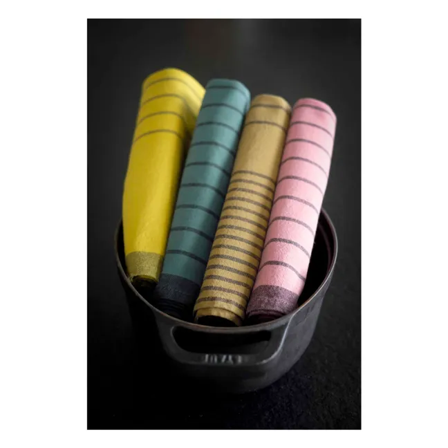 Piero cotton striped tea towel | Camel