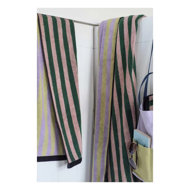 Serviette de toilette fines rayures Charly | 	Lilas