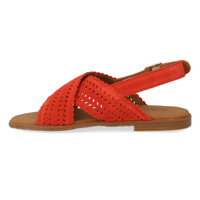 Sandali incrociati in pelle scamosciata | Arancione