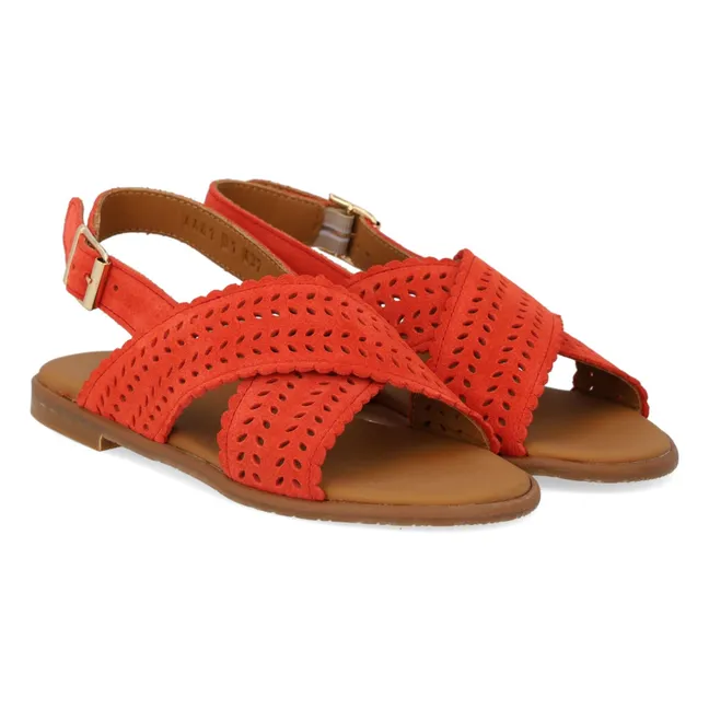Sandalias de ante con festón cruzado | Coral