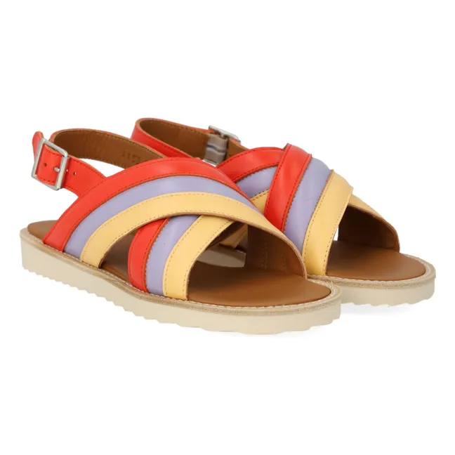 Color Block Crossover Sandals | Pale yellow