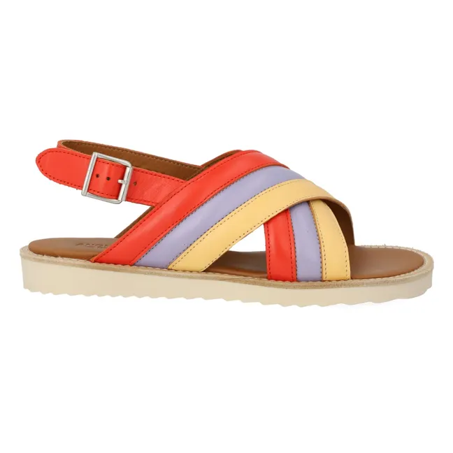 Color Block Crossover Sandals | Pale yellow