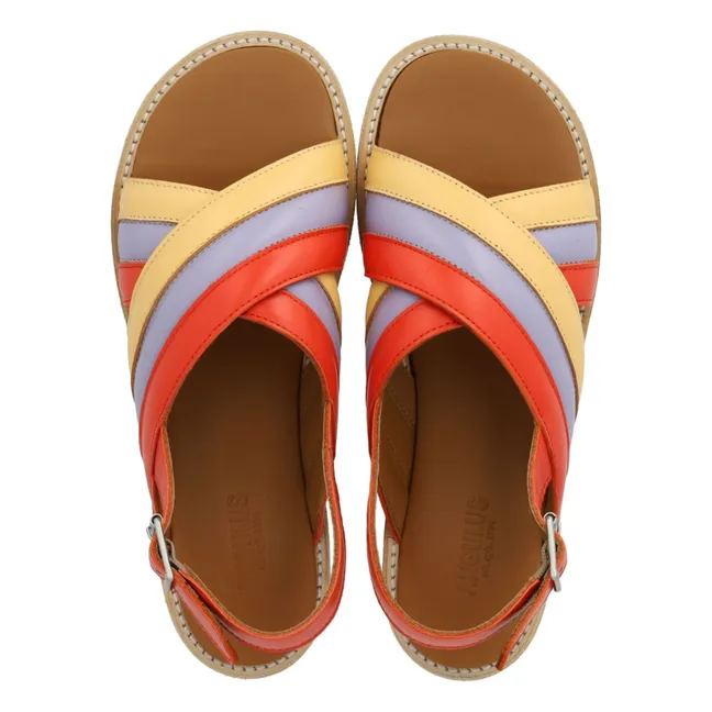 Sandalias cruzadas con bloques de color | Amarillo palo