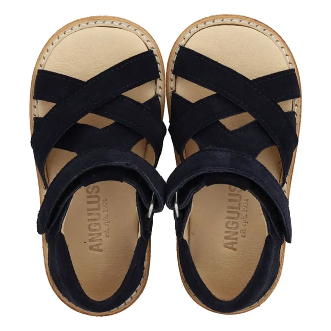 Sandales Croisées Daim | Bleu marine