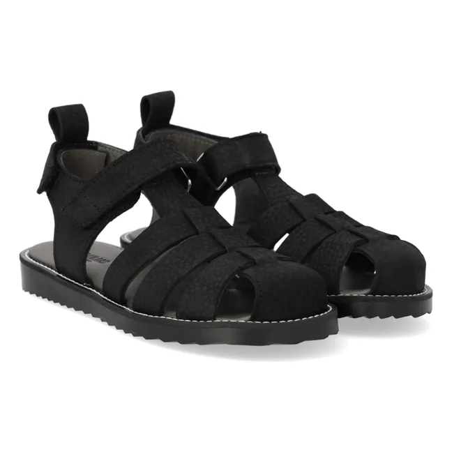 Sandalias de nobuk melocotón | Negro