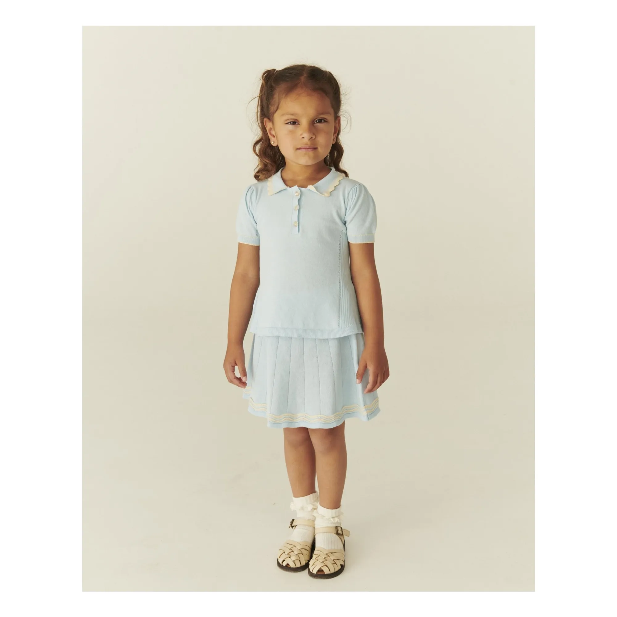 Jupe Tennis Maille Coton Bio | Bleu Glacier- Image produit n°1