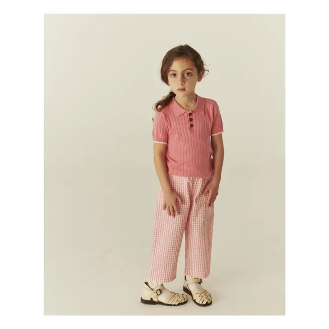 Ribbed organic cotton polo shirt | Candy pink