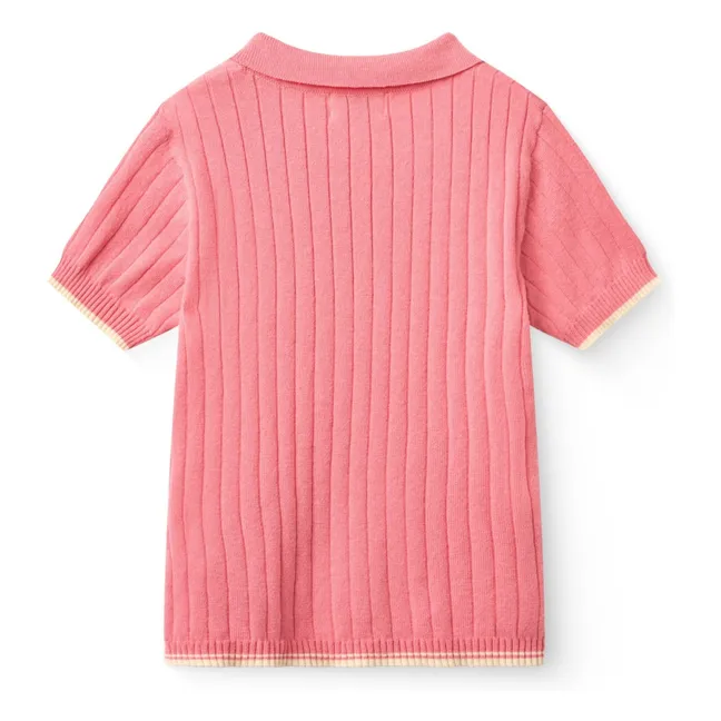 Polo de canalé de algodón ecológico | Rosa pálido