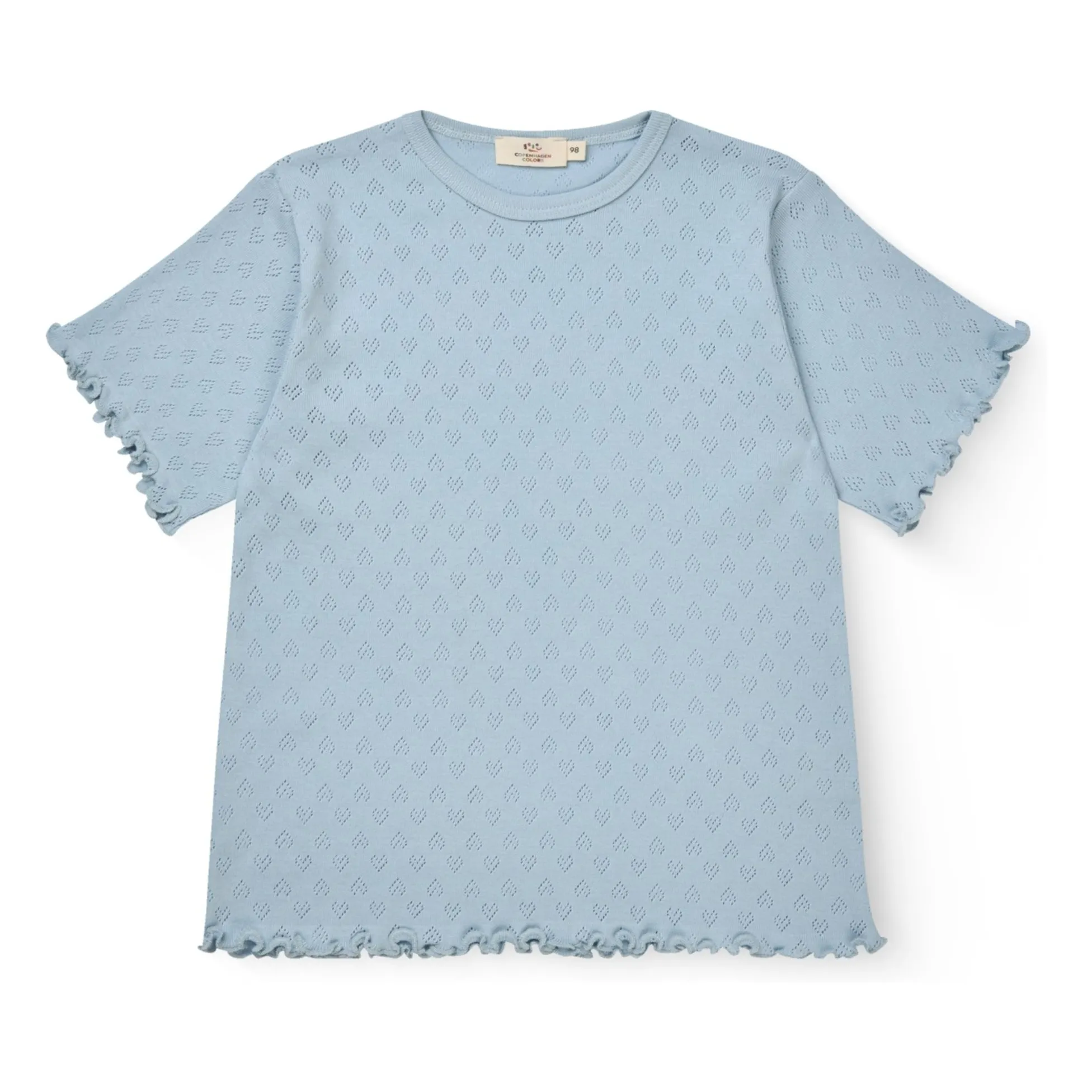 Copenhagen Colors Light Blue Pointelle Organic Cotton T-Shirt