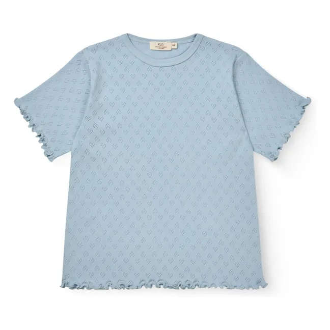 T-shirt Pointelle Coton Bio | Bleu Clair