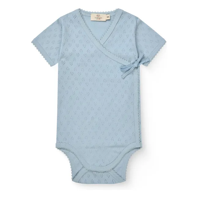 Body Cache-Cœur Pointelle Coton Bio | Bleu Clair