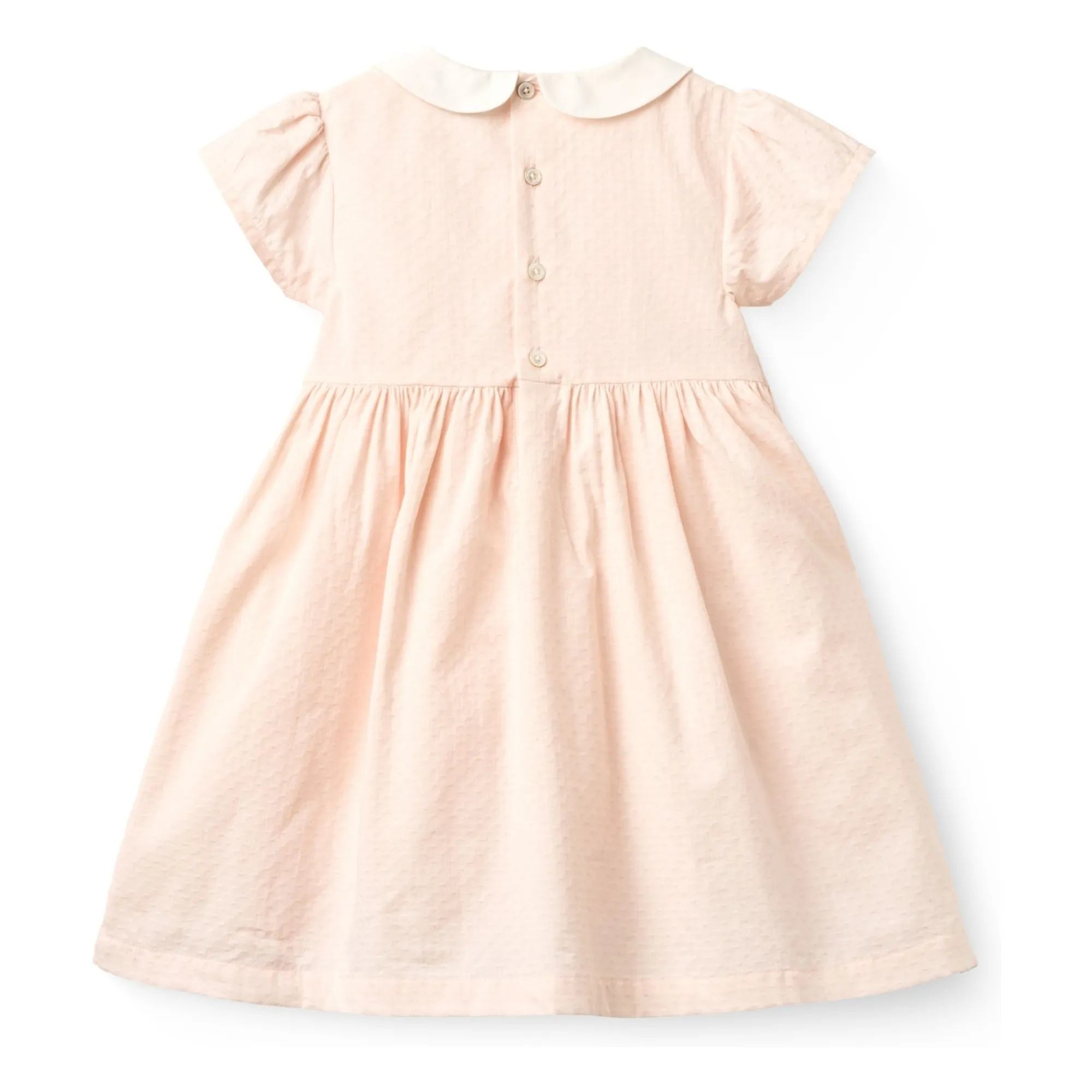 Robe Col Claudine Smockée Coton Bio | Rose Litchi- Image produit n°3