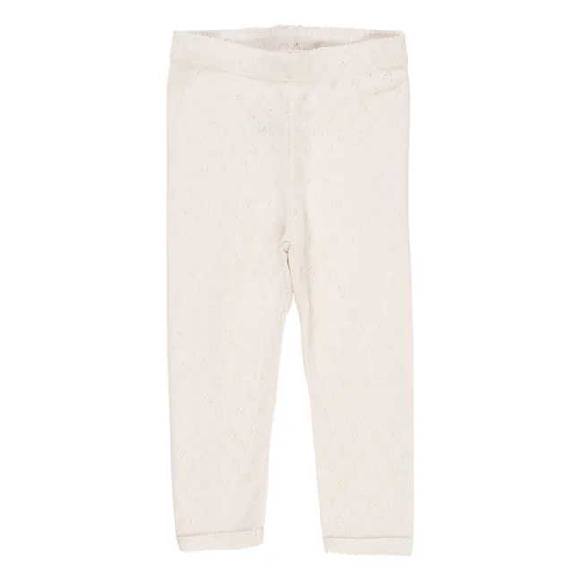 Legging Pointelle Cœurs Coton Bio | Crème