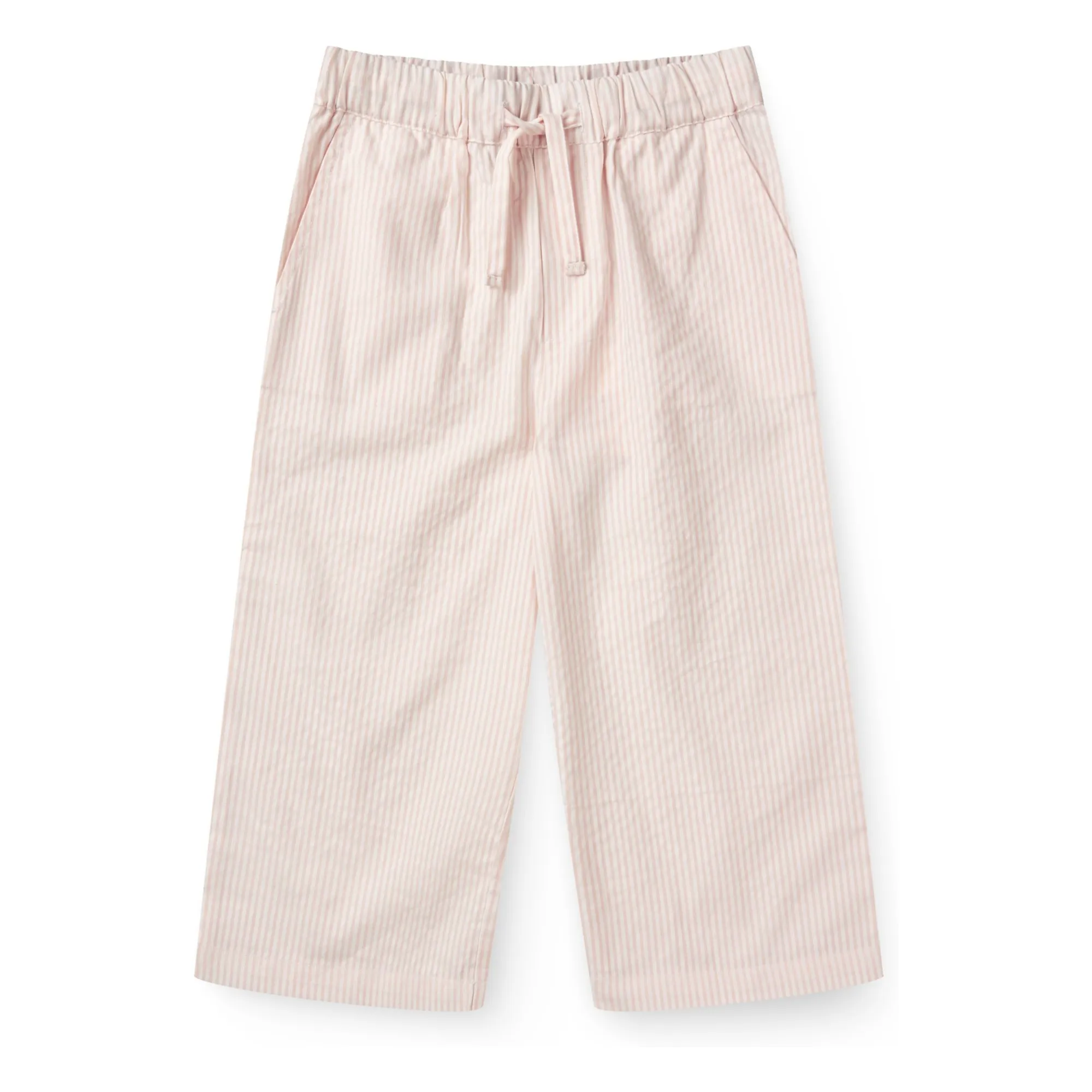 Copenhagen Colors Pale Pink Organic Cotton Seersucker Striped Drawstring Pants