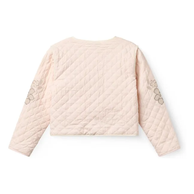 Veste Matelassée Brodée Coton Bio | Rose pêche