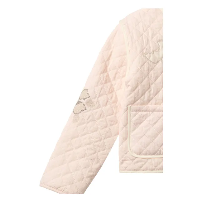 Chaqueta acolchada bordada de algodón orgánico | Rosa Melocotón