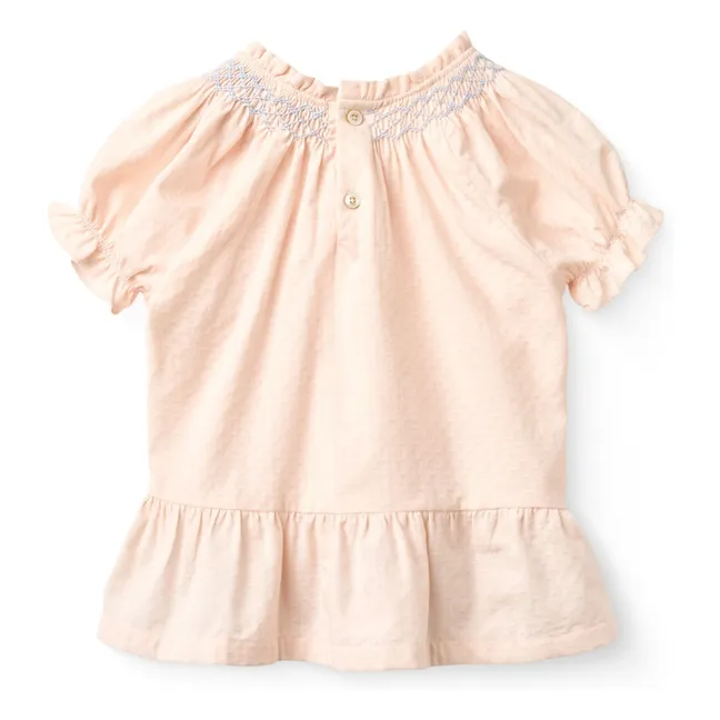 Blusa fruncida de algodón orgánico | Rosa Litchi