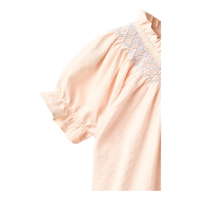 Blusa fruncida de algodón orgánico | Rosa Litchi