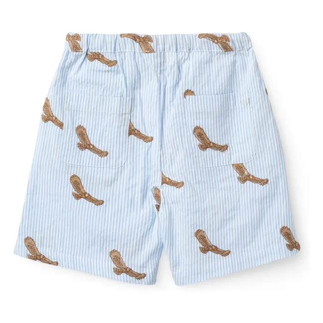 Pantalones cortos Eagles Seersucker de algodón orgánico bordado | Azul Cielo