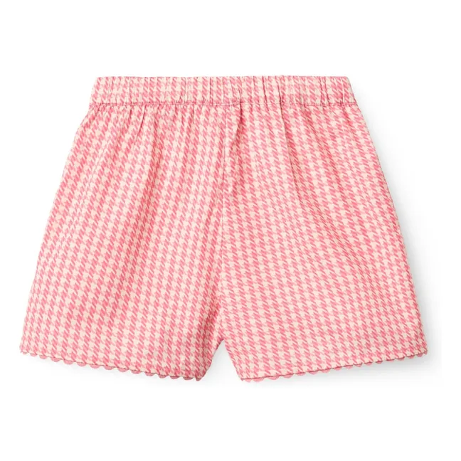 Pied de Poule Organic Cotton Top and Shorts Set | Candy pink