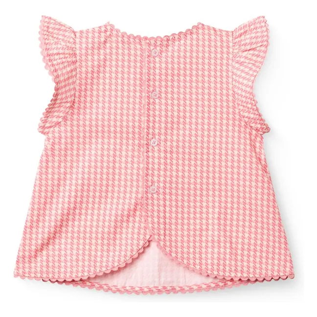 Ensemble Top et Short Pied de Poule Coton Bio | Rose bonbon