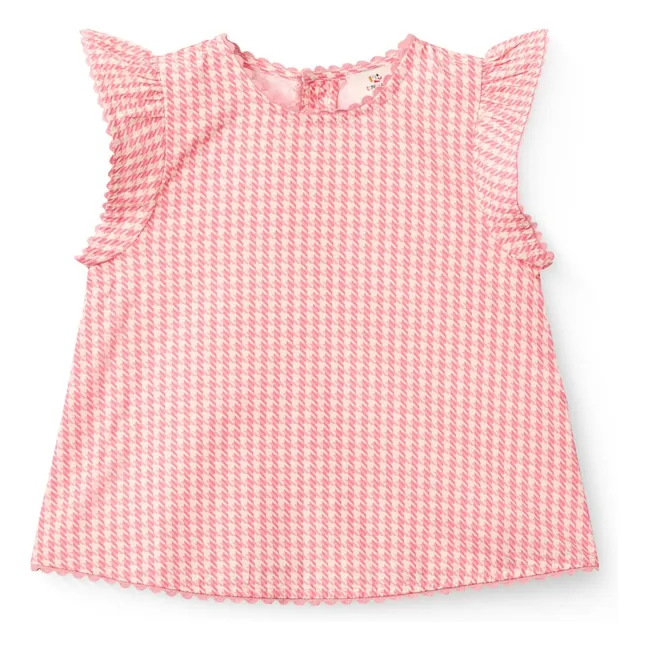 Ensemble Top et Short Pied de Poule Coton Bio | Rose bonbon