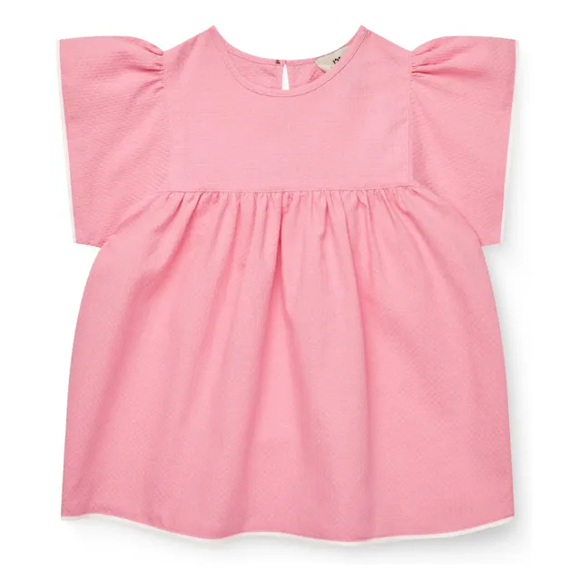 Blouse Fronces Coton Bio | Rose bonbon