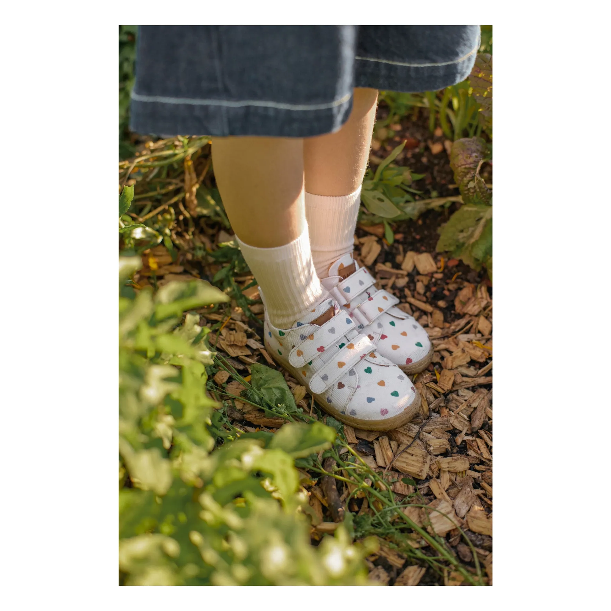 Angulus Ecru Mini Hearts Double Scratch Sneakers