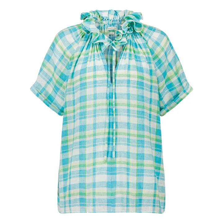 Blusa caracol de algodón | Azul Turquesa- Imagen del producto n°0