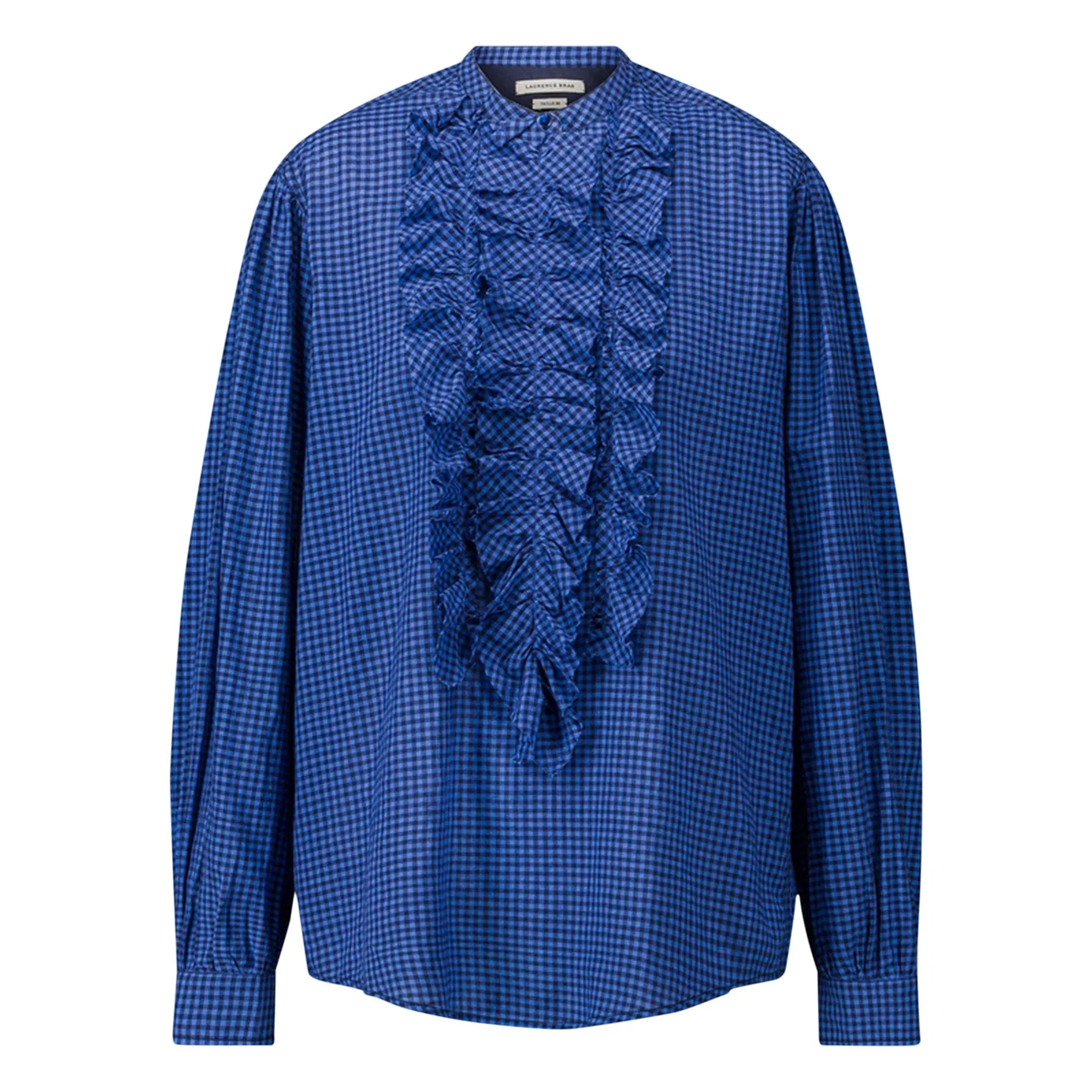 Laurence Bras Blue Magrita Cotton Gingham Blouse