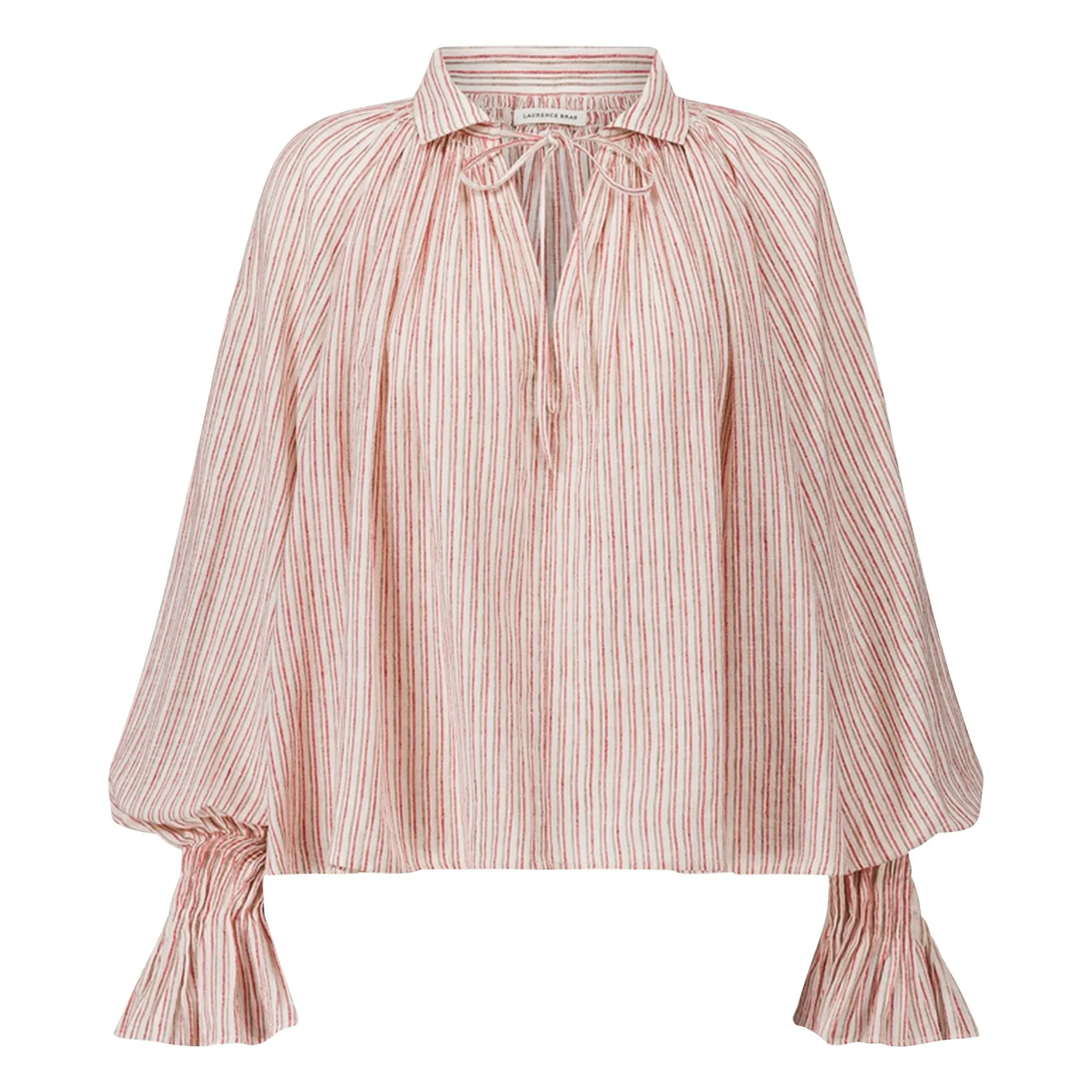 Laurence Bras Beige Wheela Stripes Cotton Blouse