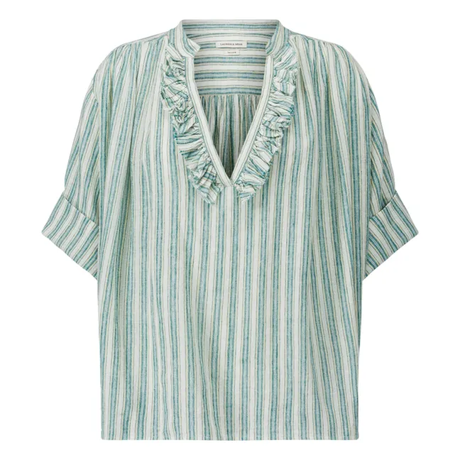 Blusa de rayas de algodón Dida | Verde Pálido