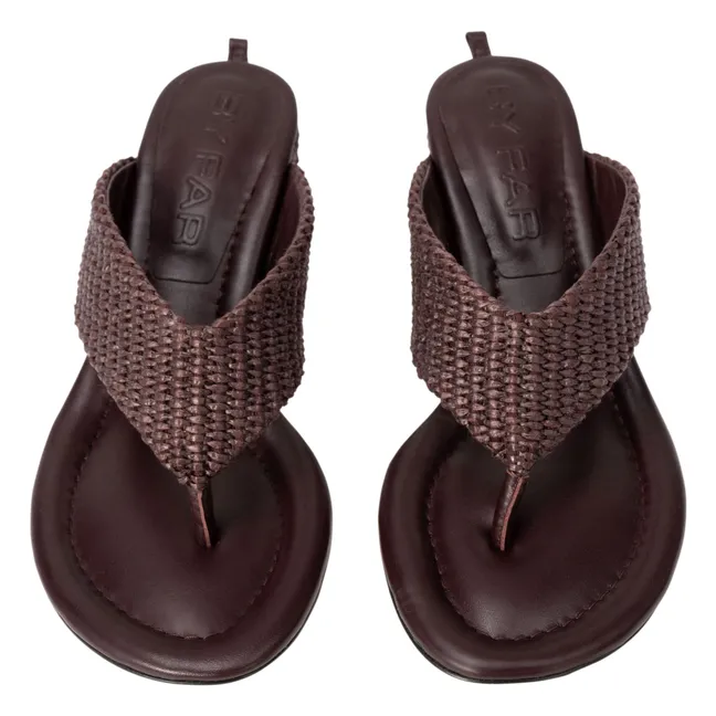 Sandalias Dasha de piel y Raphia | Burdeos