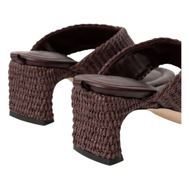 Sandales Dasha Cuir et Raphia | Bordeaux
