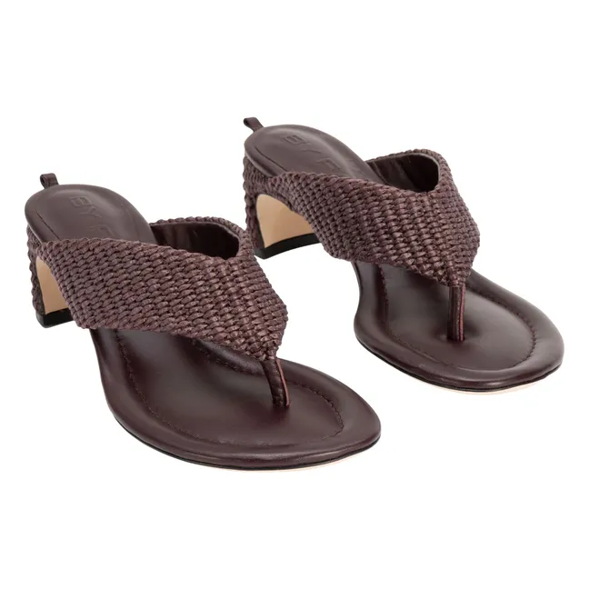 Sandalias Dasha de piel y Raphia | Burdeos