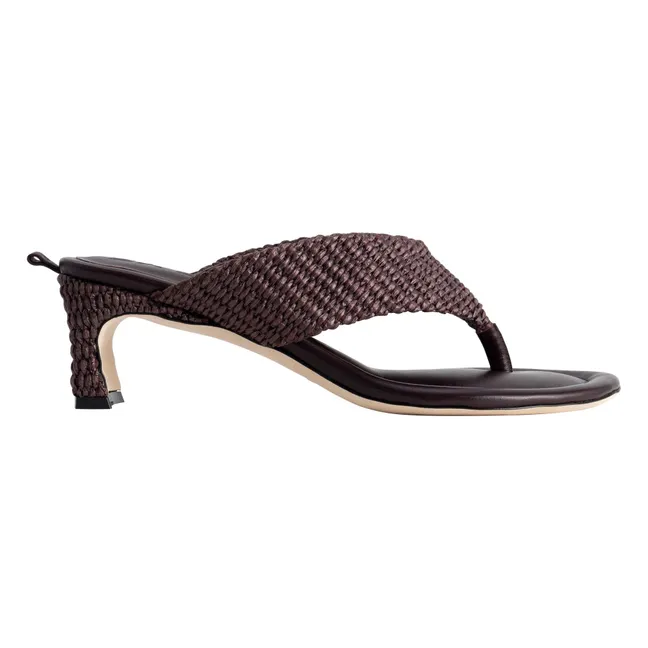 Sandales Dasha Cuir et Raphia | Bordeaux