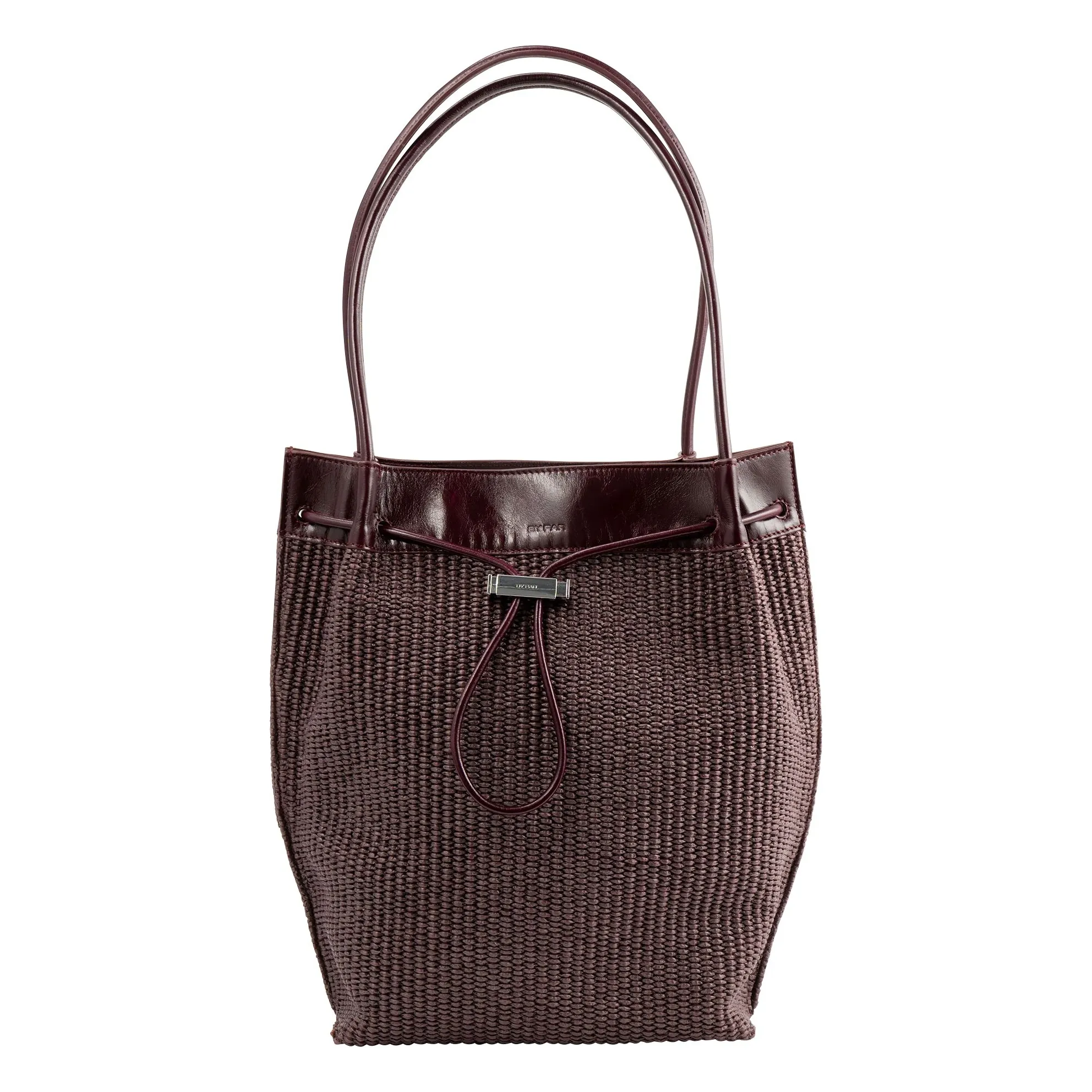 By Far Burgundy Kayla Raphia And Leather Bag