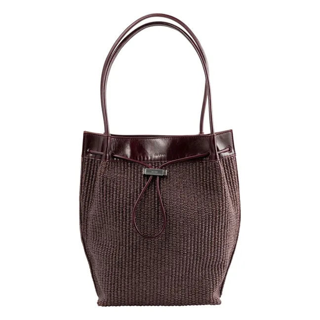 Bolso Kayla de rafia y piel | Burdeos