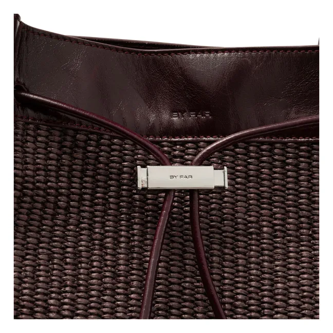 Bolso Kayla de rafia y piel | Burdeos