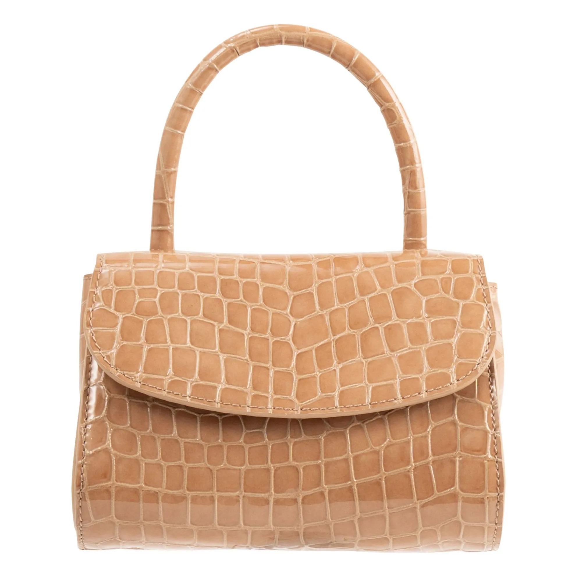 By Far Beige Bag Mini 2.0 Crocodile Embossed Leather