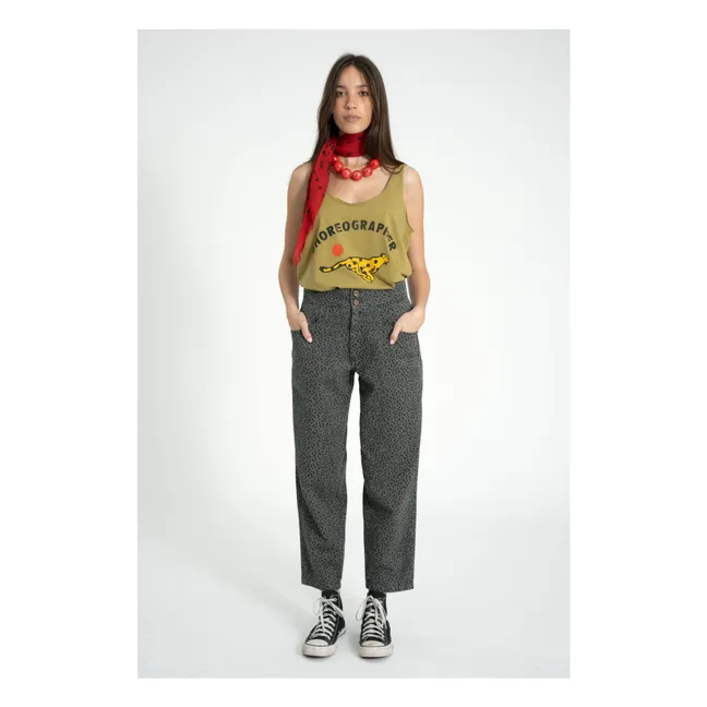 Pantalones de leopardo de algodón | Gris