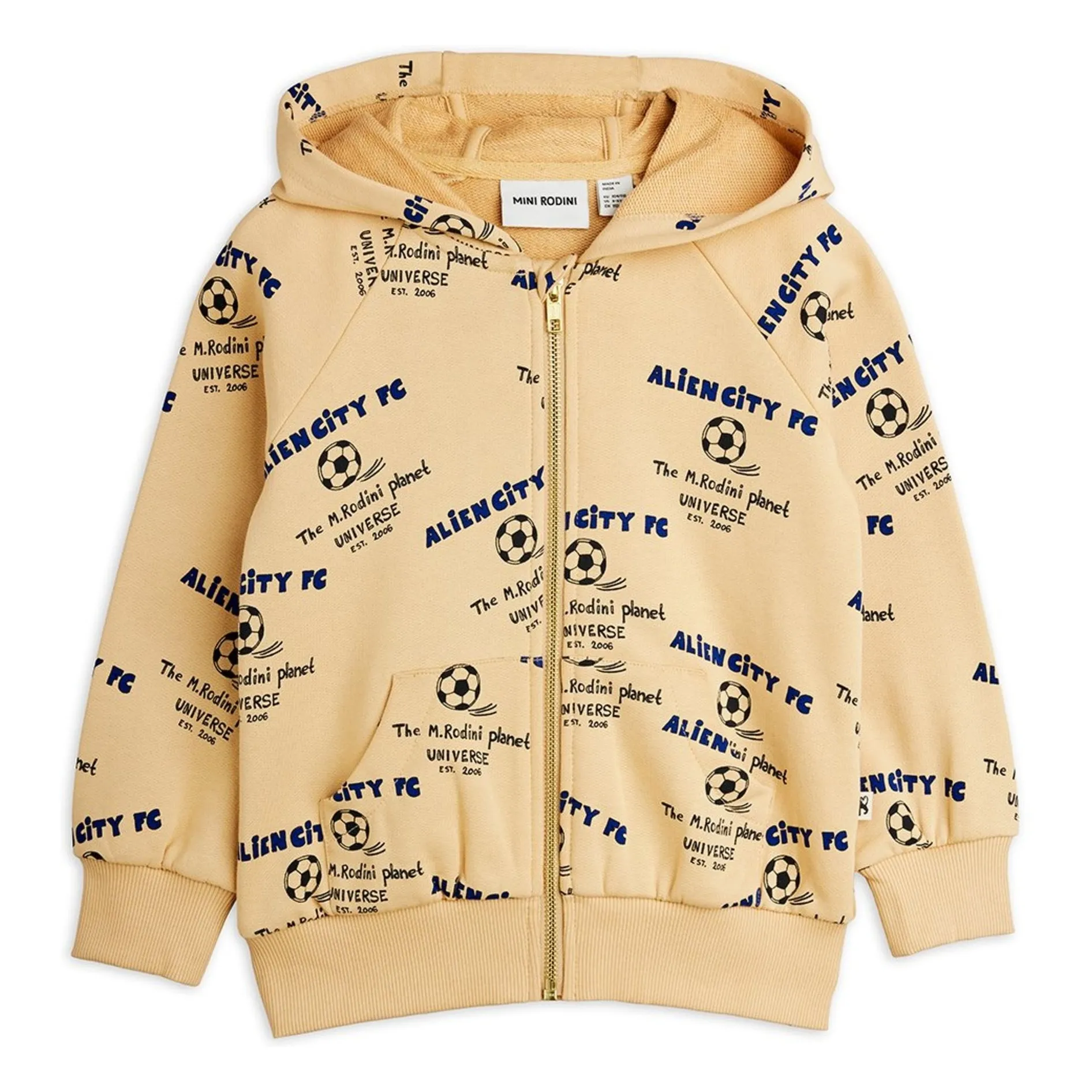 Mini Rodini Beige Alien City Organic Cotton Hoodie