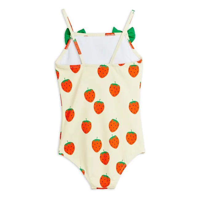 Maillot de Bain Fraises Fibres Recyclées | Ecru