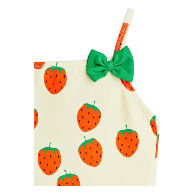 Maillot de Bain Fraises Fibres Recyclées | Ecru