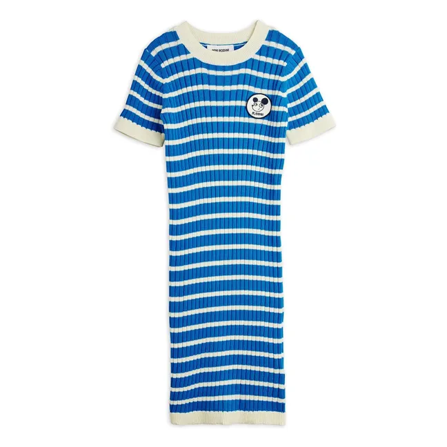 Striped Ribbed Dress Organic Cotton | Blue