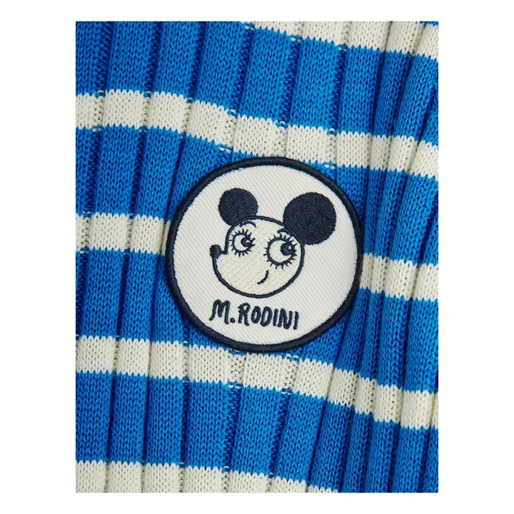 Vestido de rayas de canalé Algodón orgánico | Azul- Imagen del producto n°3