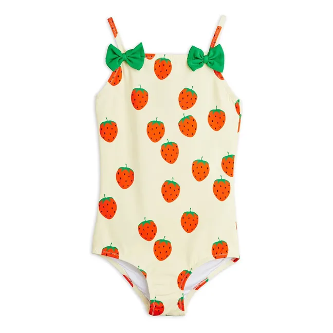 Maillot de Bain Fraises Fibres Recyclées | Ecru