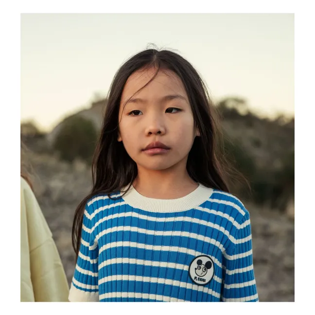 Striped Ribbed Dress Organic Cotton | Blue